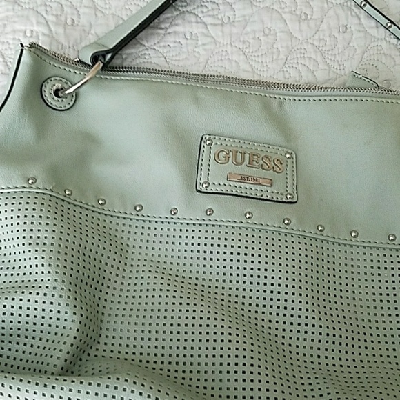 guess mint green handbag